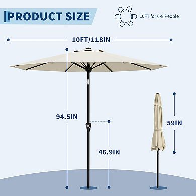9FT Center Pole Patio Umbrella with Base, Outdoor Umbrella Crank Lift UV Protected Waterproof