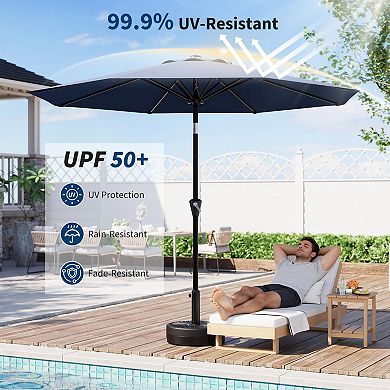 9FT Center Pole Patio Umbrella with Base, Outdoor Umbrella Crank Lift UV Protected Waterproof