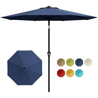 9FT Center Pole Patio Umbrella with Base, Outdoor Umbrella Crank Lift UV Protected Waterproof