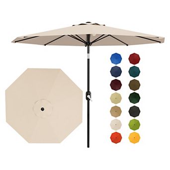 9FT Patio Umbrella Crank & Tilt, Market Umbrella, UV Water Resistant, Center Pole Outdoor Umbrella