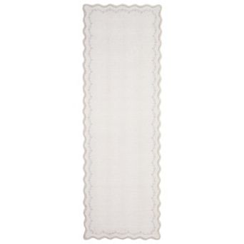 Garvee Solid Scalloped Floral Border Washable Area Rug Low Pile Non Slip Rug for Living Room Dining