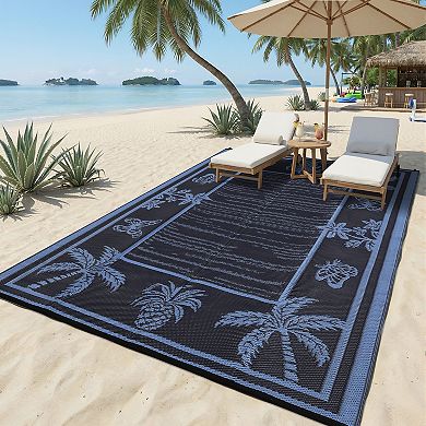 Garvee Tropical Reversible Plastic Straw Outdoor Rug Waterproof UV-Resistant Mat for RV Beach Patio