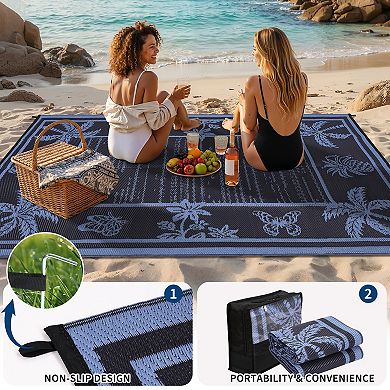 Garvee Tropical Reversible Plastic Straw Outdoor Rug Waterproof UV-Resistant Mat for RV Beach Patio