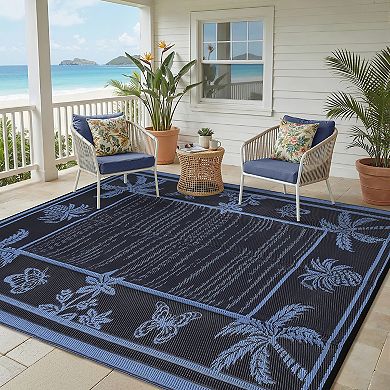 Garvee Tropical Reversible Plastic Straw Outdoor Rug Waterproof UV-Resistant Mat for RV Beach Patio