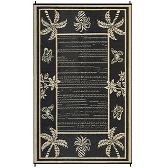 Garvee Tropical Reversible Plastic Straw Outdoor Rug Waterproof UV-Resistant Mat for RV Beach Patio