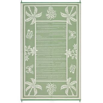 Garvee Tropical Reversible Plastic Straw Outdoor Rug Waterproof UV-Resistant Mat for RV Beach Patio