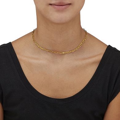 Yellow Gold Ion-Plated Multistrand Layered Necklace, 15.5 Inches