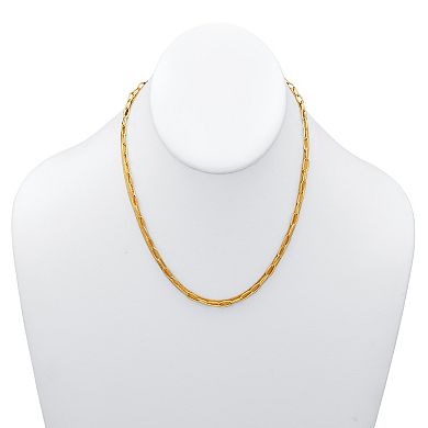 Yellow Gold Ion-Plated Multistrand Layered Necklace, 15.5 Inches