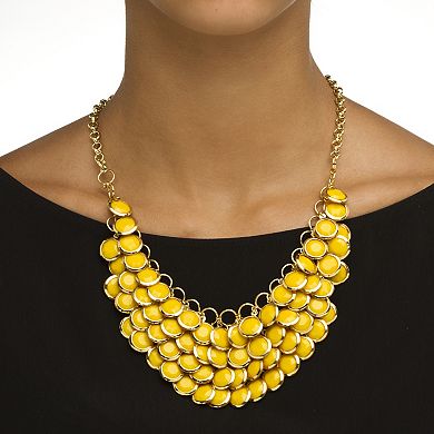 Yellow Bib Necklace and Cluster Earrings Set in Yellow Goldtone