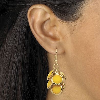 Yellow Bib Necklace and Cluster Earrings Set in Yellow Goldtone