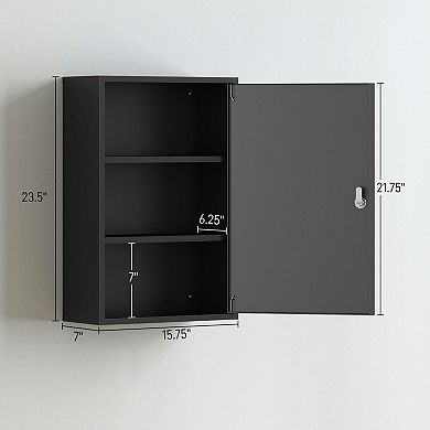 kleankin Medical Cabinet with Lock and 3 Tier Shelves, 15.7inch x 7.1inch x 23.6inch