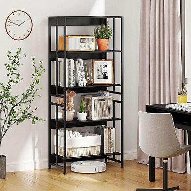 Costway 5 Tier Bookshelf 62" Tall Bookcase with Tiltable Shelves Display Storage Rack