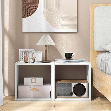 Costway 2 PCS Stackable Storage Cube Free-standing Storage Organizer Bookcase for Bedroom
