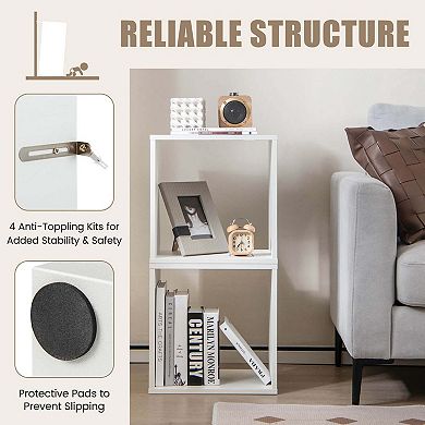 Costway 2 PCS Stackable Storage Cube Free-standing Storage Organizer Bookcase for Bedroom