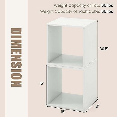 Costway 2 PCS Stackable Storage Cube Free-standing Storage Organizer Bookcase for Bedroom