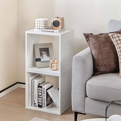 Costway 2 PCS Stackable Storage Cube Free-standing Storage Organizer Bookcase for Bedroom