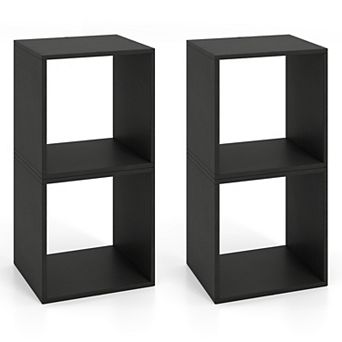 Costway Stackable Storage Cube Set, Home Cubby Organizer with Anti-toppling Device