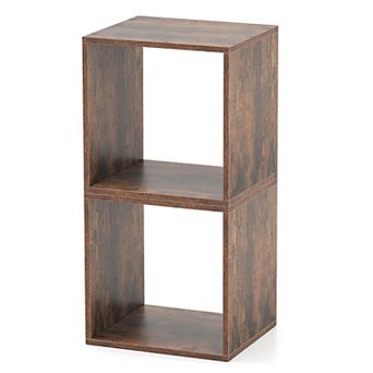 Costway 2 pc Stackable Storage Cube Free-standing Storage Organizer Bookcase for Bedroom