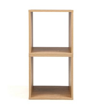 Costway 2 pc Stackable Storage Cube Free-standing Storage Organizer Bookcase for Bedroom