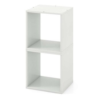 Costway 2 pc Stackable Storage Cube Free-standing Storage Organizer Bookcase for Bedroom