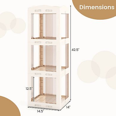 Costway 360° Spinning Bookcase with Swivel Base, 3-Tier Revolving Bookshelf Tower for Study White