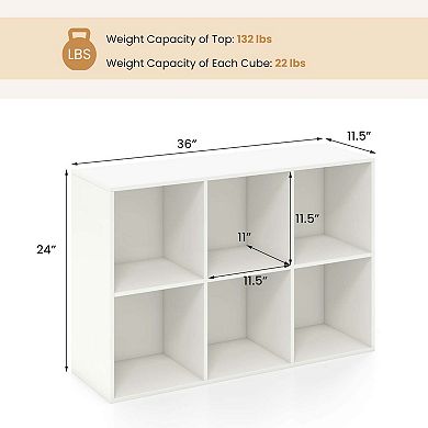 Costway 6-Cube Bookcase Modern 3-Tier Storage Organizer Horizontal Vertical Bookshelf
