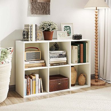 Costway 6-Cube Bookcase Modern 3-Tier Storage Organizer Horizontal Vertical Bookshelf