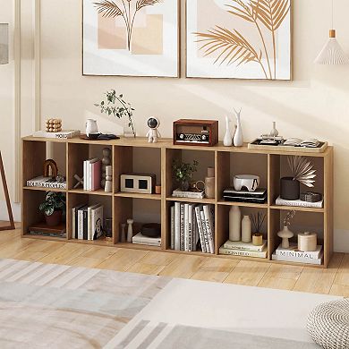 Costway 6-Cube Bookshelf, Modern Cubby Bookcase with Back Guardrail & Anti-tipping Kits