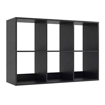 Costway 6-Cube Bookshelf, Modern Cubby Bookcase with Back Guardrail & Anti-tipping Kits