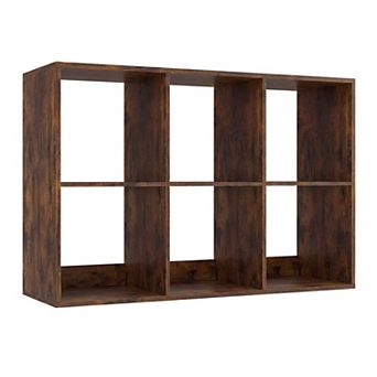 Costway 6-Cube Bookshelf, Modern Cubby Bookcase with Back Guardrail & Anti-tipping Kits