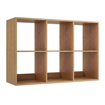 Costway 6-Cube Bookshelf, Modern Cubby Bookcase with Back Guardrail & Anti-tipping Kits