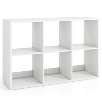 Costway 6-Cube Bookshelf, Modern Cubby Bookcase with Back Guardrail & Anti-tipping Kits