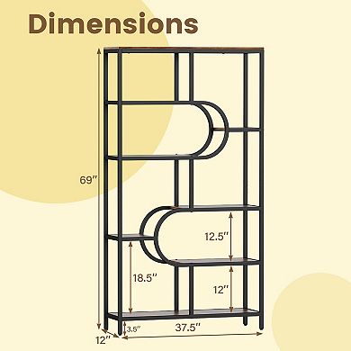 Costway 5-Tier Bookshelf 69" Tall Etagere Bookcase with Open Storage Shelves Display Shelf