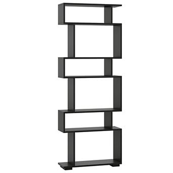 Costway 6 tier Storage Bookshelf S-shaped Geometric Bookcase with Anti-toppling Kits