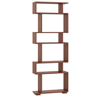 Costway 6 tier Bookshelf with 2 Anti-Tipping Kits, Wooden Display Shelf for Home Office