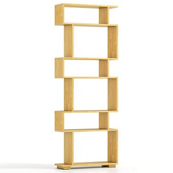 Costway 6 tier Bookshelf with 2 Anti-Tipping Kits, Wooden Display Shelf for Home Office