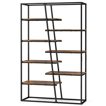 Costway 71" Tall Bookshelf with Heavy-duty Metal Frame 7 tier Industrial Etagere Bookcase