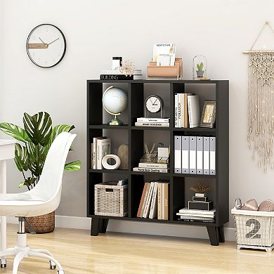 Costway 9-Cube Bookcase with 6 Removable Shelves Raised Support Feet for Living Room
