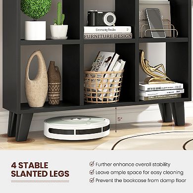 Costway 9-Cube Bookcase with 6 Removable Shelves Raised Support Feet for Living Room