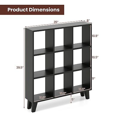 Costway 9-Cube Bookcase with 6 Removable Shelves Raised Support Feet for Living Room