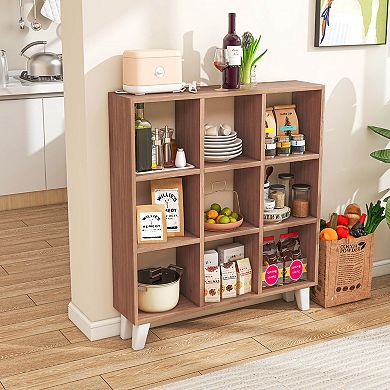 Costway 9-Cube Bookcase with 6 Removable Shelves Raised Support Feet for Living Room