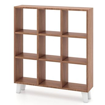 Costway 9-Cube Bookcase with 6 Removable Shelves Raised Support Feet for Living Room