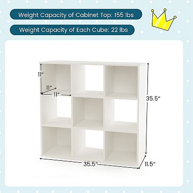 Costway 9-Cube Kids Toy Storage Organizer Wooden Children's Bookcase Display Bookshelf