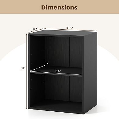 Costway 2-Cube Bookcase with 5-Position Adjustable Shelf, Anti-Toppling Kits for Study