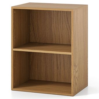 Costway 2-Cube Bookcase with 5-Position Adjustable Shelf, Anti-Toppling Kits for Study