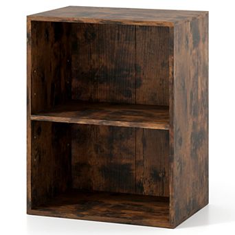 Costway 2-Cube Bookcase with 5-Position Adjustable Shelf, Anti-Toppling Kits for Study