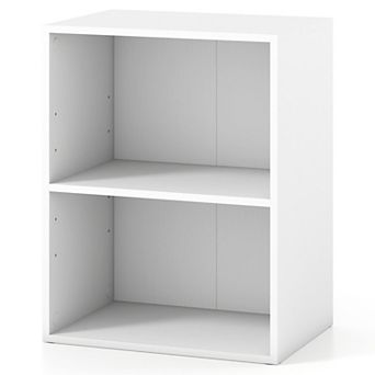 Costway 2-Cube Bookcase with 5-Position Adjustable Shelf, Anti-Toppling Kits for Study