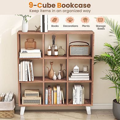 Costway 2PCS 9-Cube Bookcase with 6 Removable Shelves Raised Support Feet for Living Room