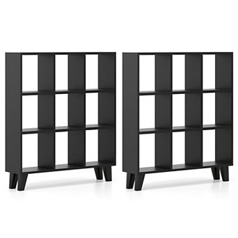 Costway 2 pc 9-Cube Bookcase with 6 Removable Shelves Raised Support Feet for Living Room