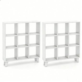 Costway 2 pc 9-Cube Bookcase with 6 Removable Shelves Raised Support Feet for Living Room